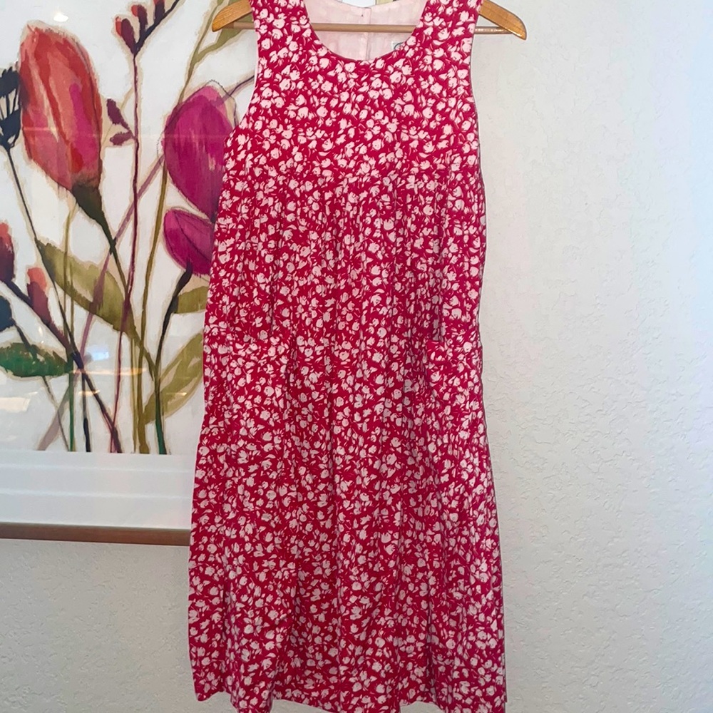 Vintage Laura Ashley Pink White Dress Pockets